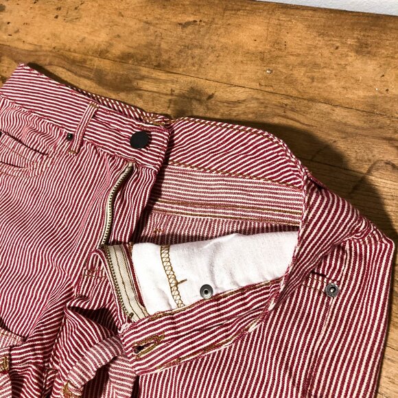 100% Cotton Low Rise Short Shorts Red and White stripe Size 4 - Picture 6 of 15